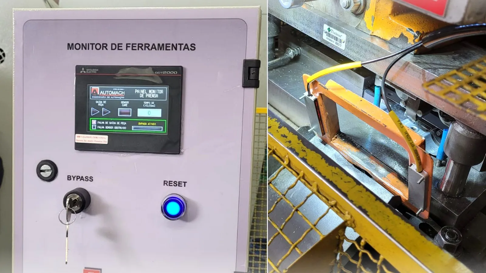 Painel monitor de ferramentas para prensas com detecção de falhas e proteção